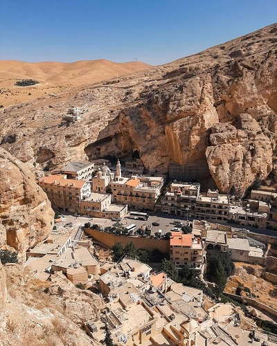 The houses of Maaloula are uniquely stacked on top of each other in layers