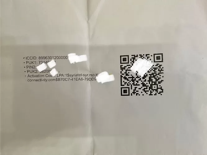 The eSIM QR code paper provided by the telecom company.