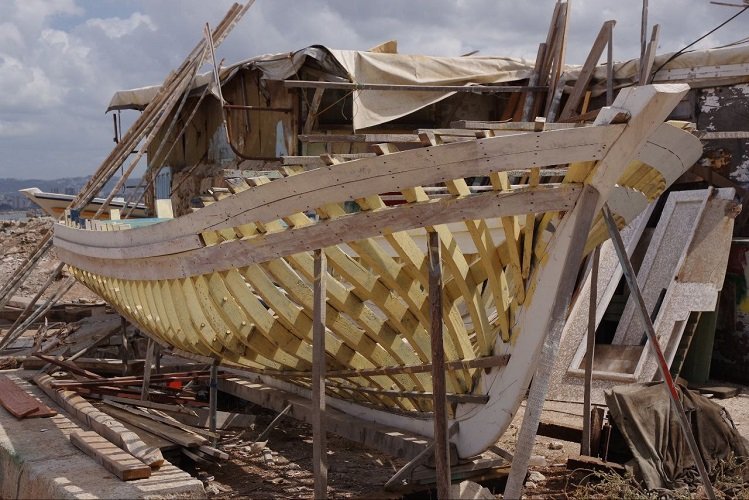 A traditional wooden boat-building in Syria